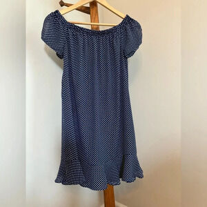 Express small Navy blue & White Polka Dot Wide Neck Dress